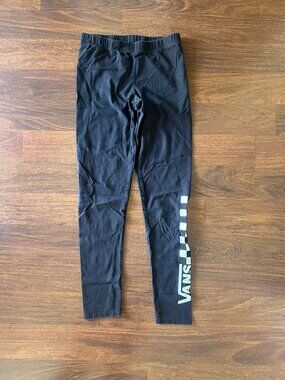 Vans Black Leggings Checkerboard Logo Stretch Athletic Pants Small